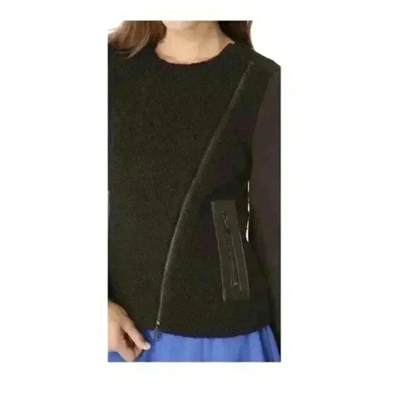 $650 Tibi Boucle Neoprene Biker Jacket in Black Women’s 10 Zip Up - Picture 3 of 6